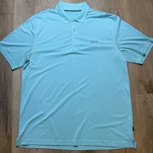 Greg Norman Tasso Elba XXL 2XL Polo Five Iron Blue Golf Shirt Play Dry Polyester